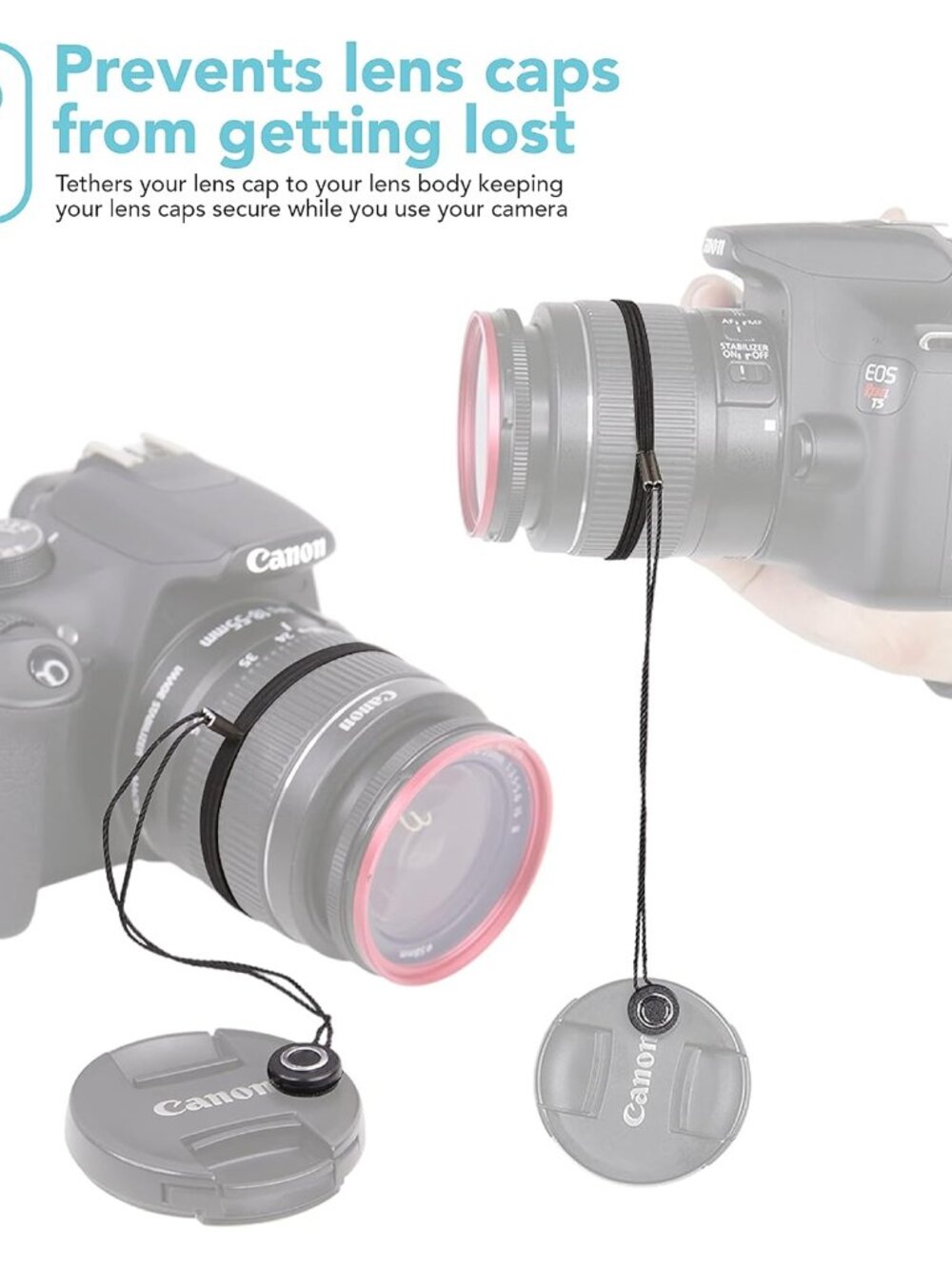 Camera Lens Cap Leash with Elastic String, Compatible with Universal DSLR SLR Ev - Picture 3 of 8